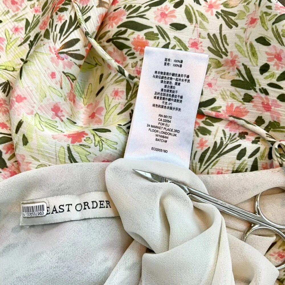 Anthropologie Dress Slip Floral Pink Green The East Order (L) - Picture 8 of 8